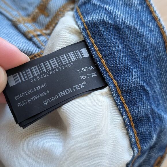 Zara Blue Denim High-rise Straight Wide Loose Leg Jeans, size 29 - Picture 4 of 10